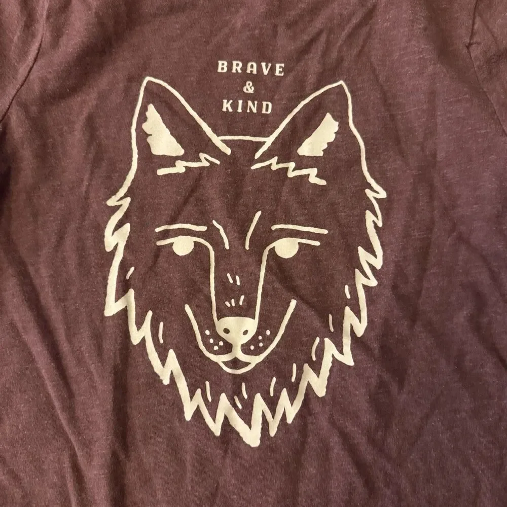 Short Sleeve Wolf Brave and Kind T-Shirt Cat & Jack Dark Brown S 6/7 Kids
